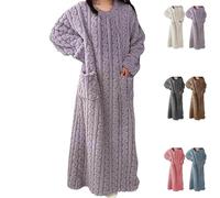 Winter-Samt-Loungewear-Nachthemd für Erwachsene und Damen, weicher warmer Schlafanzug und Nachthemd für Zuhause, Heimkleidung, violett, M