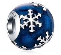 Winter Schneeflocke mit blauer Emaille Weihnachts Charms, passend für Pandora Weihnachten Armband, 925 Sterling Silber Christmas Snowflake Perlen, Geschenke für Eltern/Enkelin/Schwiegermutter