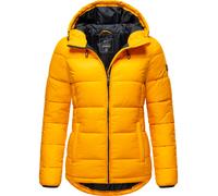 MARIKOO Damen Steppjacke gesteppte Winterjacke mit Kapuze B927-Leand-Gelb-Gr.36