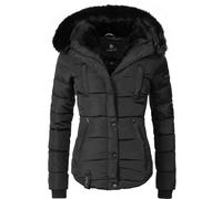 Winter Steppjacke mit Kapuze "Lotusblüte" Schwarz S