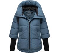Winter Steppjacke mit Rippstrickärmeln "Lotusherz XIV" Dusty Blue S