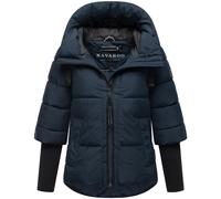 Winter Steppjacke mit Rippstrickärmeln "Lotusherz XIV" Navy S