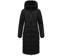 MARIKOO Damen Wintermantel (XS-6XL) - gesteppt, abnehmbare Kapuze, 6 Taschen, Rippkragen - N079 - Schwarz Größe XL - Gr.XL