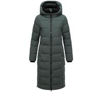MARIKOO Damen Wintermantel (XS-6XL) - gesteppt, abnehmbare Kapuze, 6 Taschen, Rippkragen - N079 - StoneGreen Größe XL - Gr.XL