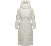 Winter Steppmantel mit Kapuze und Taillengürtel "Eisblick 14" Off White S