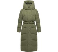 Winter Steppmantel mit Kapuze und Taillengürtel "Eisblick 14" Olive Leaf XXL