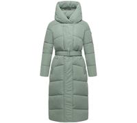 Winter Steppmantel mit Kapuze und Taillengürtel "Eisblick 14" Smokey Mint S