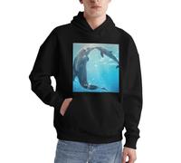 Winter The Dolphin Herren Pullover Hoodie Langarm Casual Sweatshirt mit Tasche für den täglichen Gebrauch, Schwarz , S