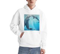 Winter The Dolphin Herren Pullover Hoodie Langarm Casual Sweatshirt mit Tasche für den täglichen Gebrauch, weiß, L