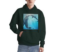 Winter The Dolphin Herren Pullover Hoodie Langarm Casual Sweatshirt mit Tasche für den täglichen Gebrauch, dunkelgrün, XL