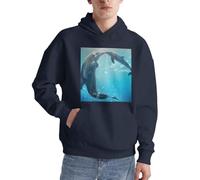 Winter The Dolphin Herren Pullover Hoodie Langarm Casual Sweatshirt mit Tasche für den täglichen Gebrauch, marineblau, L