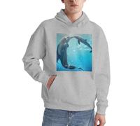 Winter The Dolphin Herren Pullover Hoodie Langarm Casual Sweatshirt mit Tasche für den täglichen Gebrauch, grau, XL