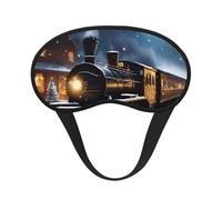 Winter Weihnachten Schnee Nacht Eisenbahn Zug Druck Schlafmaske Augen Schlafmaske für Frauen und Männer für totale Dunkelheit, reduziert geschwollene Augenmaske