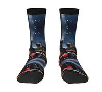 Winter Weihnachten Schnee Nacht Eisenbahn Zug Herren Neuheit Crew Socken Lustige Socken Verrückte Socken Lustige Casual Kleid Socken für Frauen, 3 Schwarz, Einheitsgre