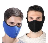 Winter Winddichte Maske,LYQQY 2 Stücke Winter Kalt Beweis Maske Outdoor Sports Winddicht Ski Gesichtsmaske Winddicht, Anti-Staub, Motorradmaske für Motorrad, Radfahren, Skifahren, Schwarz,Blau