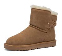 Winterboots ARA "ALASKA", Damen, Gr. 38, Lammfell, braun (cognac), Veloursleder, Schuhe Winterboots, Schlupfboots mit geflochtenem Zierriegel, Weite H (=sehr weit) (83331035-38) cognac