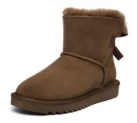 Winterboots ARA "ALASKA", Damen, Gr. 43, Lammfell, weiß (kaffee), Lammfell, Veloursleder, Schuhe Winterboots, Winterstiefelette, Schlupfboots, Schleife an der Ferse, in Weite H (31919018-43) kaffee