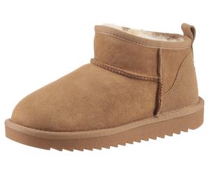 Winterboots ARA "ALASKA Short", Damen, Gr. 40, braun (cognac short), Lammfell, Veloursleder, unifarben, Schuhe Winterboots, Schlupfboots, Snowboots, Winterboots mit Anziehlasche (68918638-40) cognac s