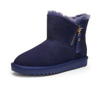 Winterboots ARA "ALASKA", Damen, Gr. 38, blau (dunkelblau 2), Veloursleder, Lammfell, unifarben, sportlich, Schuhe, Schlupfboots, Stiefel aus echtem Lammfell, G-Weite (weit) (79586335-38) dunkelblau 2