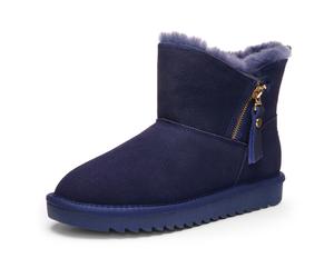 Winterboots ARA "ALASKA Short Zip", Damen, Gr. 38, ozean short zip, Lammfell, Veloursleder, unifarben, Schuhe Winterboots, Stiefel aus echtem Lammfell mit Reißverschluss, G-Weite (weit) (79586335-38)