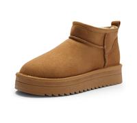 Winterboots ARA "ARKTIS", Damen, Gr. 43, braun (cognac), Lammfell, Veloursleder, unifarben, Schuhe Winterboots, Schlupfboots, Plateauboots mit modischem kurzen Schaft, G-Weite (65006817-43)