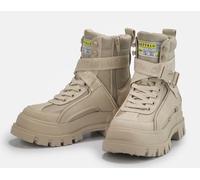 Winterboots BUFFALO "Aspha Com1 Vegan", Damen, Gr. 41, beige, Lederimitat, Textil, Schuhe Winterboots, Schnürstiefelette, Plateauboots mit Innen-Reißverschluss (83412807-41) beige