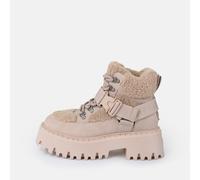 Winterboots BUFFALO, Damen, Gr. 38, beige (rose), Nubuklederimitat, Textil, Schuhe Winterboots, Plateauboots, trendy Stiefelette, Schnürboots mit Fellimitat (69010434-38) rose