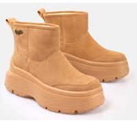 Winterboots BUFFALO "Olympia Pull On LO Warm", Damen, Gr. 40, cognacfarben, Nubuklederimitat, Schuhe Winterboots, Schlupfboots, Stiefelette, Casual-Boots mit Memory Foam (61954147-40) cognacfarben