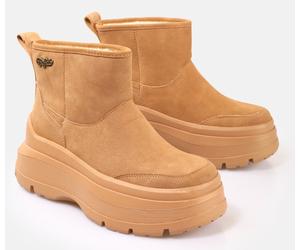 Winterboots BUFFALO "Olympia Pull On LO Warm", Damen, Gr. 40, cognacfarben, Nubuklederimitat, Schuhe Winterboots, Schlupfboots, Stiefelette, Casual-Boots mit Memory Foam (61954147-40) cognacfarben