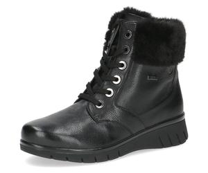 Winterboots CAPRICE, Damen, Gr. 37, schwarz, Nappaleder, Textil, unifarben, Schuhe Winterboots, Keilabsatz, Schnürboots, Schnürstiefelette in Weite H (sehr weit) (45939200-37) schwarz