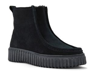 Winterboots CLARKS "Torhill Cozy", Damen, Gr. 37, schwarz, Veloursleder, Schuhe Winterboots, Plateauboots mit modischer Ziernaht (20040810-37)