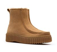 Winterboots CLARKS "Torhill Cozy", Damen, Gr. 38, hellbraun, Veloursleder, Schuhe Winterboots, Plateauboots mit modischer Ziernaht (20108258-38)