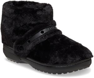 Winterboots CROCS "Unfurgettable Boot", Damen, Gr. 39, schwarz, Croslite™, Textil, Schuhe Winterboots, Schlupfboots, Hausschuh mit Klettriemchen, Warmfutter (49367302-39) schwarz