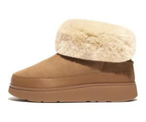 Winterboots FITFLOP "GEN-FF", Damen, Gr. 36, braun (hellbraun), Veloursleder, unifarben, Schuhe Winterboots, Snowboots, Schlupfboots mit Plateau (32438555-36) hellbraun