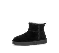 Winterboots GABOR, Damen, Gr. 38,5, Lammfell, schwarz-weiß (schwarz), Veloursleder, unifarben, Schuhe Winterboots, Plateau, Stiefelette mit Häkelappliaktion, Weite G (= weit) (29425045-38,5) schwarz