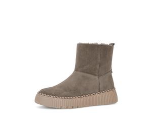 Winterboots GABOR, Damen, Gr. 39, braun (taupe), Veloursleder, unifarben, Schuhe Winterboots, Plateau, Stiefelette, Boots mit Kontrast-Rahmennaht (90240200-39) taupe