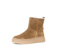 Winterboots GABOR, Damen, Gr. 40, Lammfell Warmfutter, schwarz-weiß (hellbraun), Veloursleder, unifarben, Schuhe Winterboots, Plateau, Stiefelette, Boots mit Kontrast-Rahmennaht (54884308-40) hellbrau