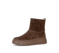 Winterboots GABOR, Damen, Gr. 43, Lammfell Warmfutter, schwarz-weiß (cacao), Veloursleder, unifarben, Schuhe Winterboots, Plateau, Stiefelette, Boots mit Kontrast-Rahmennaht (37077851-43) cacao