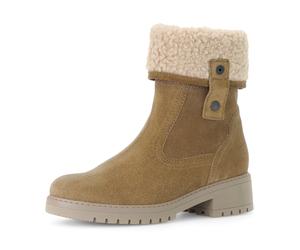 Winterboots GABOR "GENUA", Damen, Gr. 39, hellbraun, Textil, Veloursleder, Schuhe Winterboots, Blockabsatz, Winterstiefelette, mit Reißverschluss, G-Weite (19145667-39) hellbraun