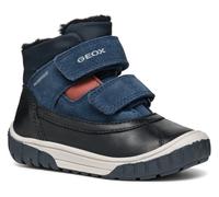 Winterboots GEOX "B OMAR BOY WPF C", Baby, Gr. 21, schwarz (schwarz, navy), Leder, Textil, Veloursleder, Schuhe Winterboots, Klettstiefel, Babystiefel Winterstiefel mit Warmfutter (96516214-21) schwar