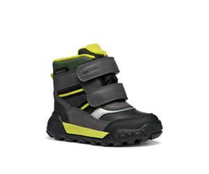 Winterboots GEOX "B TREKKYUP BOY B ABX", Mädchen, Gr. 27, schwarz (schwarz, grün), Lederimitat, Textil, Schuhe Winterboots, Winterstiefel mit Warmfutter, Größenschablone zum Download (86268937-27) sch