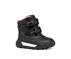 Winterboots GEOX "B TREKKYUP GIRL B AB", Damen, Gr. 23, schwarz, rosa, Synthetik, Textil, glänzend, Schuhe Winterboots, Klettboots, Winterstiefel mit Amphibiox-TEX-Ausstattung (17961769-23) schwarz, r