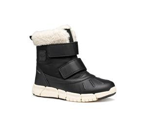 Winterboots GEOX "J FLEXYPER GIRL B AB", Mädchen, Gr. 37, schwarz, Synthetik, Textil, Schuhe Winterboots, Snowboots, Klettstiefel mit Warmfutter, Größenschablone zum Download (60347004-37) schwarz