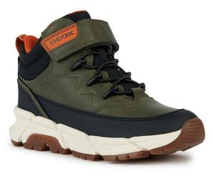 Winterboots GEOX "J FLEXYPER PLUS BOY ABX", Mädchen, Gr. 28, grün (khaki, orange), Lederimitat, Textil, Schuhe Winterboots, Sneaker mit Geox Spezial Membrane, Größenschablone zum Download (76743828-28