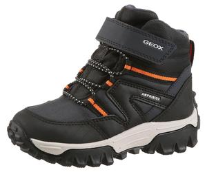 Winterboots GEOX "J HIMALAYA BOY B ABX", Mädchen, Gr. 33, navy, orange, Synthetik, Textil, kontrastfarbene Details, Schuhe Winterboots, Snowboots, Klettstiefel mit Warmfutter, Größenschablone zum Down