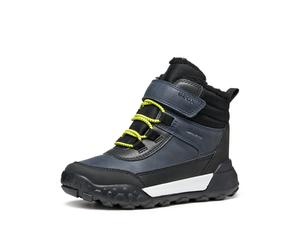 Winterboots GEOX "J TREKKYUP BOY B ABX", Mädchen, Gr. 36, blau (navy, lime), Synthetik, Textil, Schuhe Winterboots, Freizeitstiefel mit Warmfutter, Größenschablone zum Download (41195316-36) navy, lim