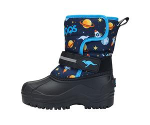 Winterboots KANGAROOS "K-SHELL II", Mädchen, Gr. 33, blau (dk navy, kangaspace), Synthetik, Textil, Schuhe Winterboots, Snowboots, Winterboots, Winterschuhe, wasserabweisend (37899669-33) dk navy, kan