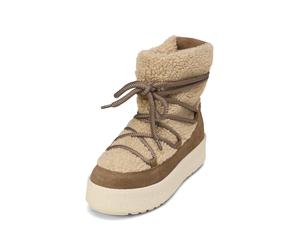 Winterboots MARC O'POLO "mit flauschigem Warmfutter", Damen, Gr. 36, beige (grau), Obermaterial: 100% Leder (Rind), unifarben, Schuhe Winterboots (84863816-36) grau