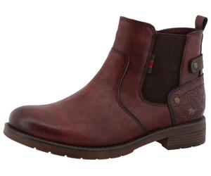 Winterboots MUSTANG SHOES "Elfi", Damen, Gr. 37, rot (bordeaux), Lederimitat, Textil, used, Schuhe Winterboots, Winterboots mit Stretcheinsatz (43095660-37) bordeaux