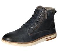 Winterboots MUSTANG SHOES, Herren, Gr. 44, blau (navy used), Lederimitat, used, Schuhe Winterboots, Schnürboots, Casual-Stiefelette mit kariertem Einsatz am Schaftrand (72340036-44) navy used